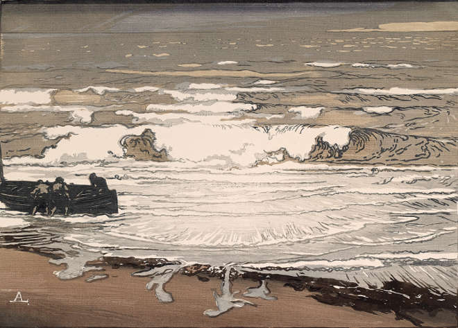 Auguste Lepère - Les lames déferlent, marée de septembre - 1901 - Bois gravé