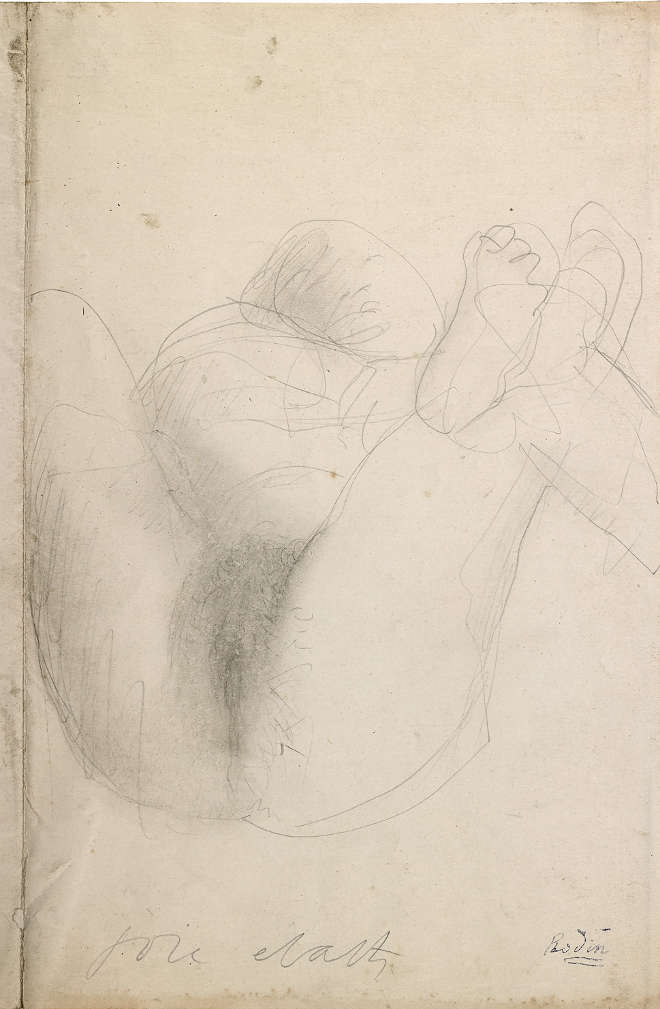 Augustin Rodin | Joie - Écarts - Femme couchée, jambes écartées - vers 1900 - Graphite et estompe sur vélin