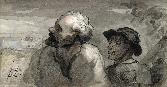 Honore Daumier - Deux têtes