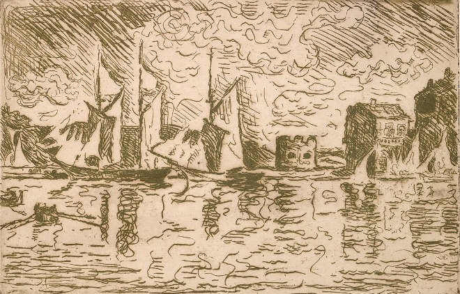Paul Signac - Voiles à sec à Saint-Tropez