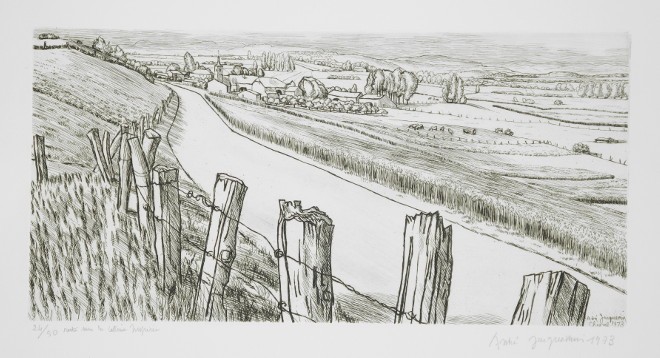 André Jacquemin - Route sur la colline inspirée - 1973 - Eau-forte