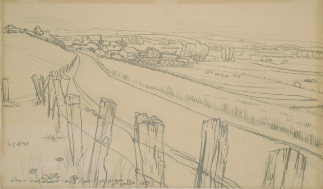 André Jacquemin - Village de Boulaincourt (Vosges) - 1973 - Crayon