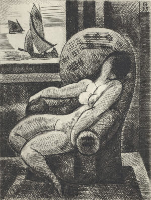 Marcel Gromaire. Nu au fauteuil courbe. 1928. Eau-forte. 237 x 178 mm. Gromaire 75.